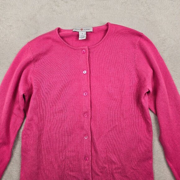 Real Clothes Cardigan Womens Small Pink Silk Cashmere Sweater Career Office Saks - Picture 3 of 10